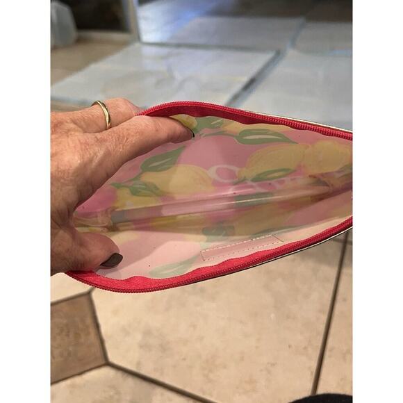 LILLY PULITZER for Estee Lauder Pink Yellow Lemons Cosmetic Makeup Bag 9.5"x5” - Picture 4 of 4